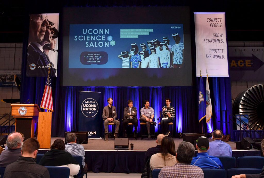 Panelists including XVIVO founder Michael Astrachan on stage at UConn Science Salon.